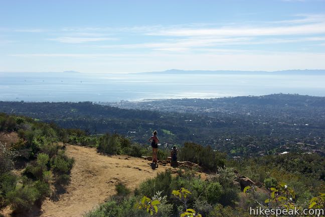 Inspiration Point Trailhead parking area and trail sign on Tunnel Road in Santa Barbara, California