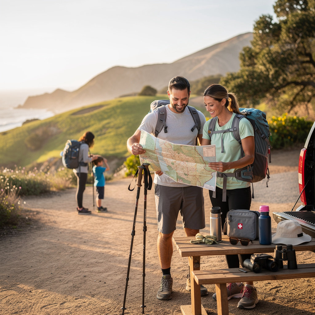 Inspiration Point Trailhead scenic hiking path with panoramic Santa Barbara and Pacific Ocean views